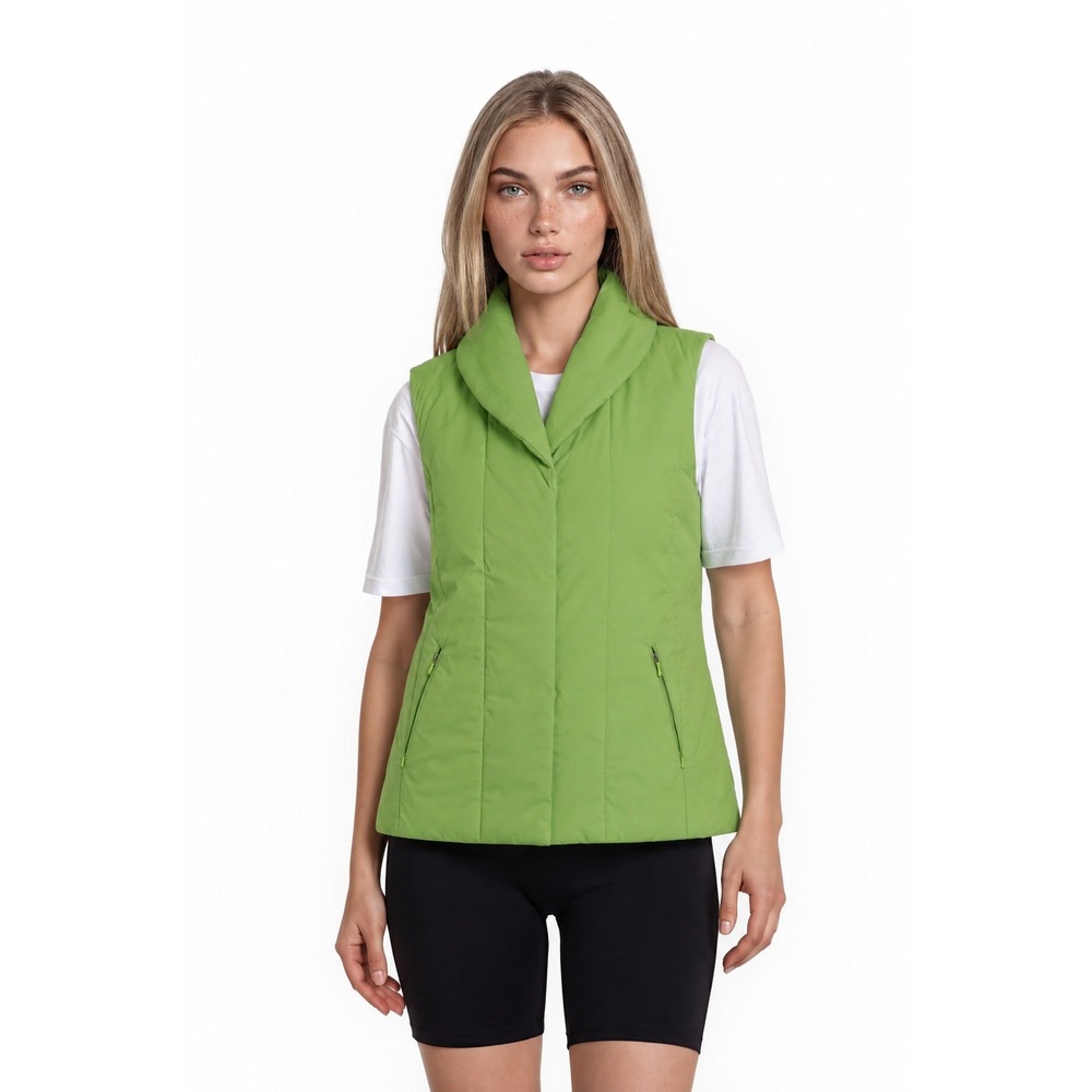 Coldwater Creek‎ Down Puffer Vest Women's Size XL Green Shawl Collar